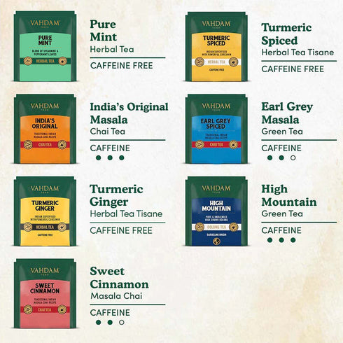 Vahdam Tea Assorted Tea Bags Sampler | 15 Variants